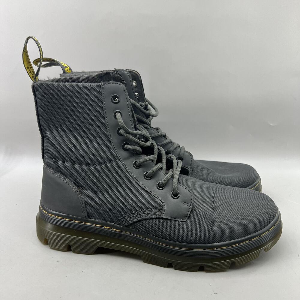 Dr Martens Combs Combat Boots Men Size 9 Gray Nylon Canvas Lace Up Ankle Shoes